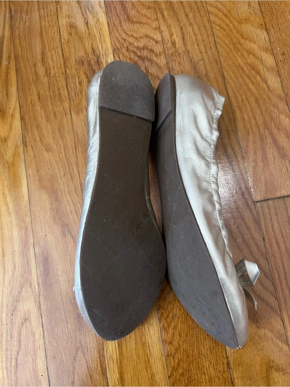 Jack Rogers Metallic Gold Ballet Flats with Bow Accent - Women